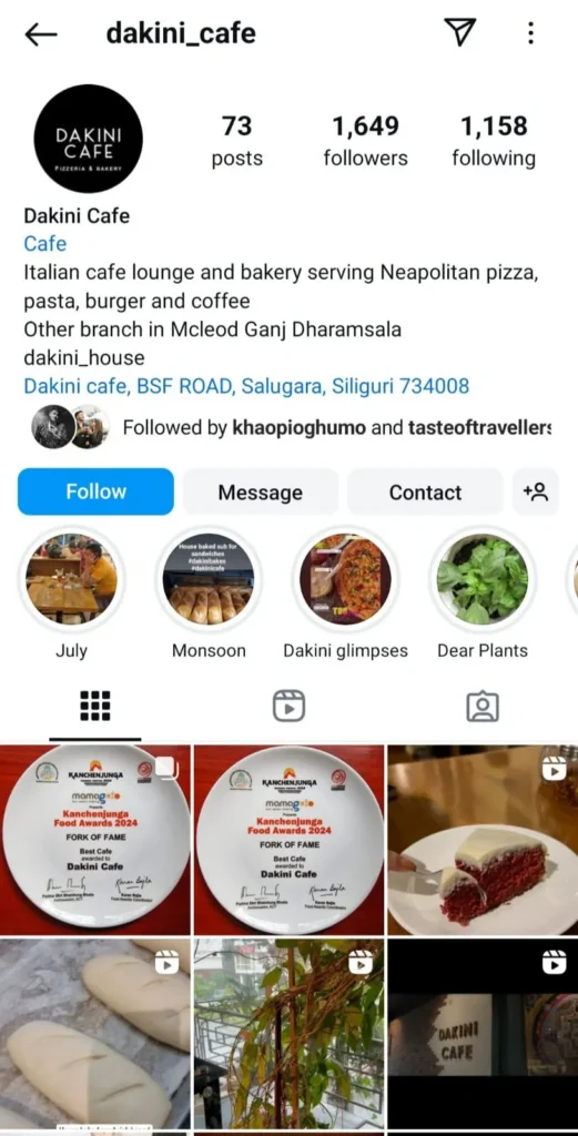 dakini cafe insta page