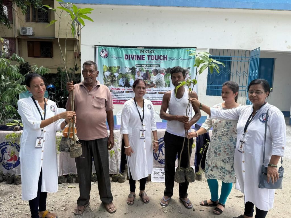 ngo volunteers distributing free plants