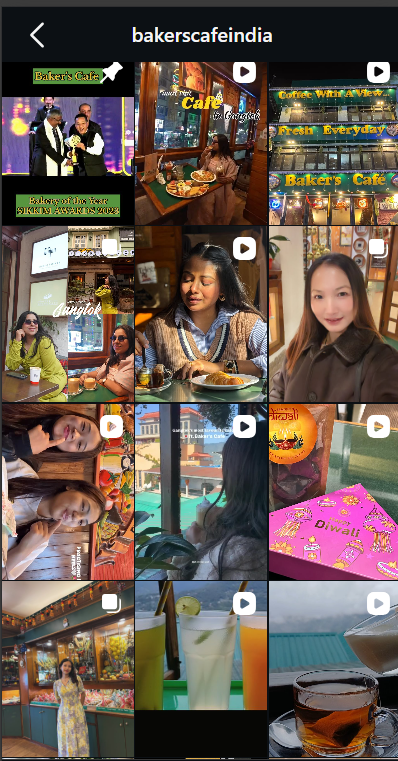 Baker's Cafe Gangtok Instagram feed
