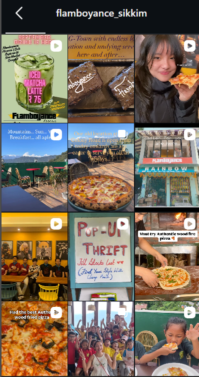 Cafe Flamboyance Gangtok Instagram feed