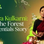 Banner for Braand School blog titled 'Mira Kulkarni: The Forest Essentials Story', featuring a portrait of Mira Kulkarni and the Braand School logo, designed in a high-contrast black and neon green color scheme.