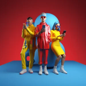 3d render of social media managers team using their phone