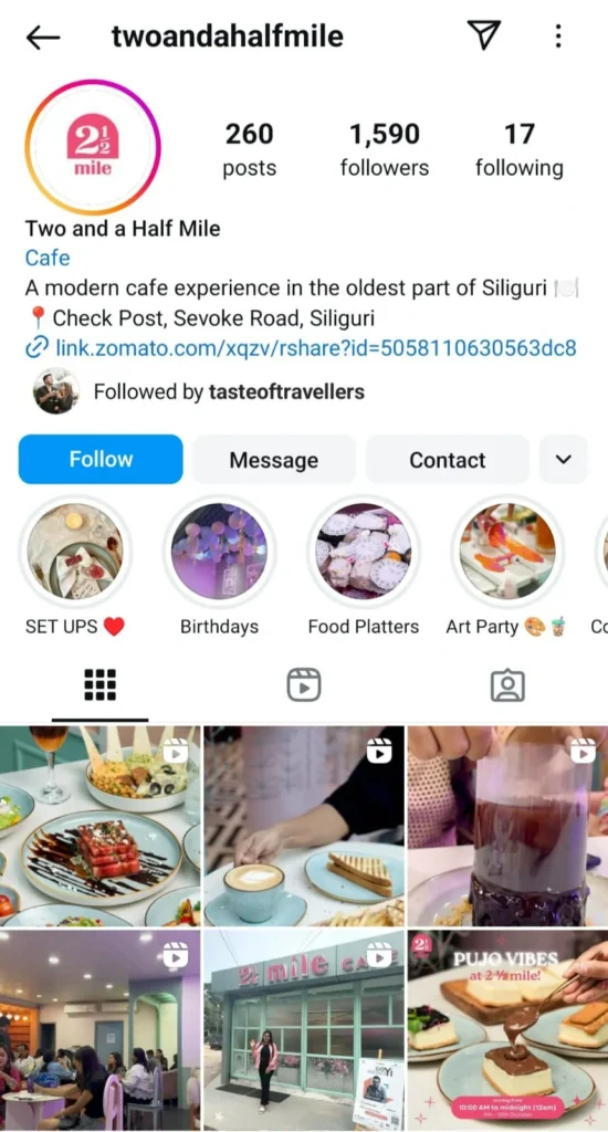 two and a half mile cafe insta page