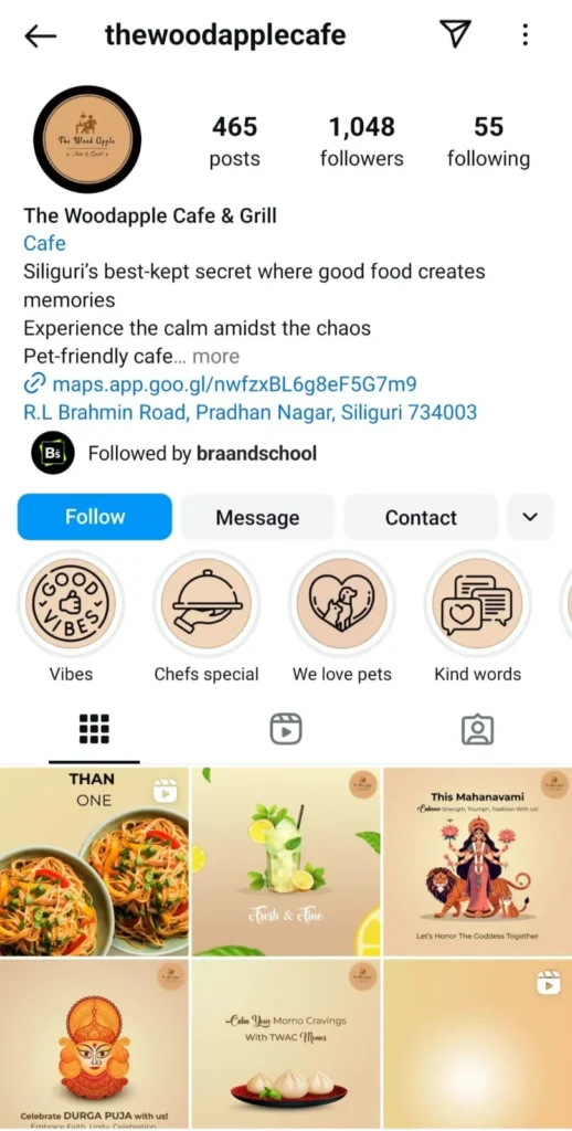 wood apple cafe and grill insta page