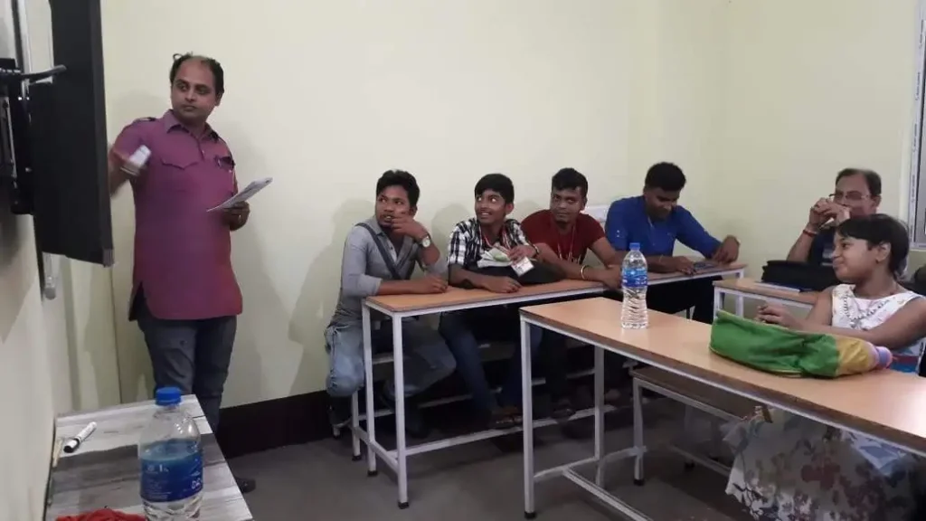 a teacher explaining a concept to students