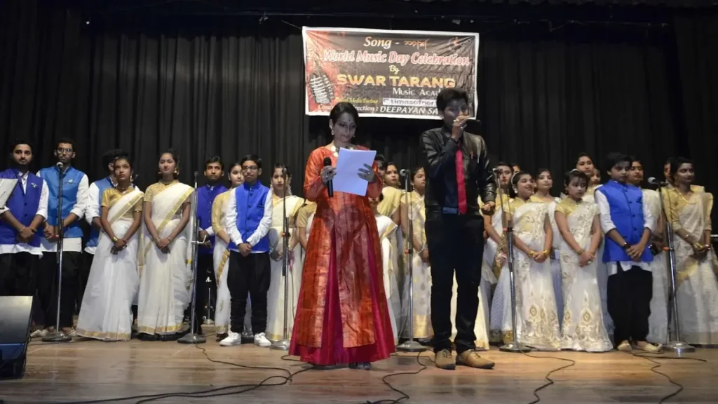a chorus group singing together on stage