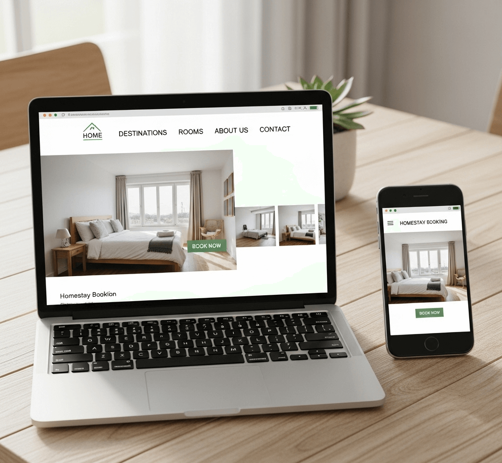 an image showing a dummy homestay website as an example